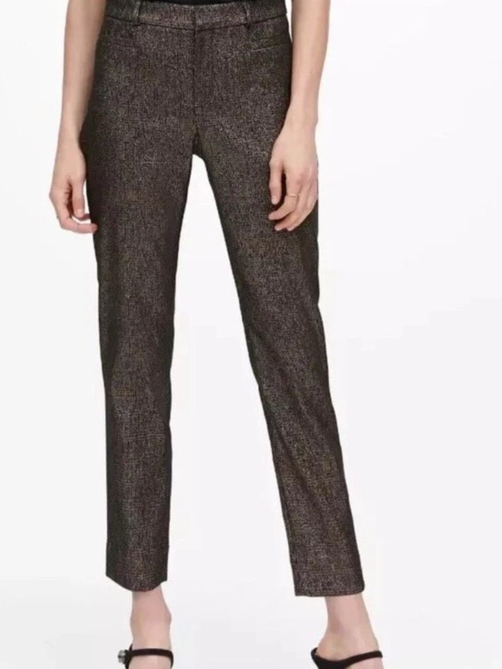 Banana Republic Women's Sloan Ankle Pants Bronze & Black Metallic Size 4